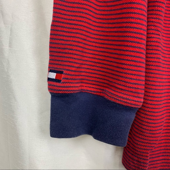 Vintage Tommy Hilfiger Embroidered Red & Blue Rugby Shirt, Size: Large - Picture 6 of 8